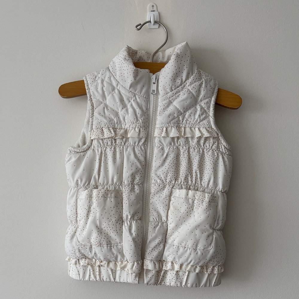 The Children's Place White Polka Dot Quilted Vest